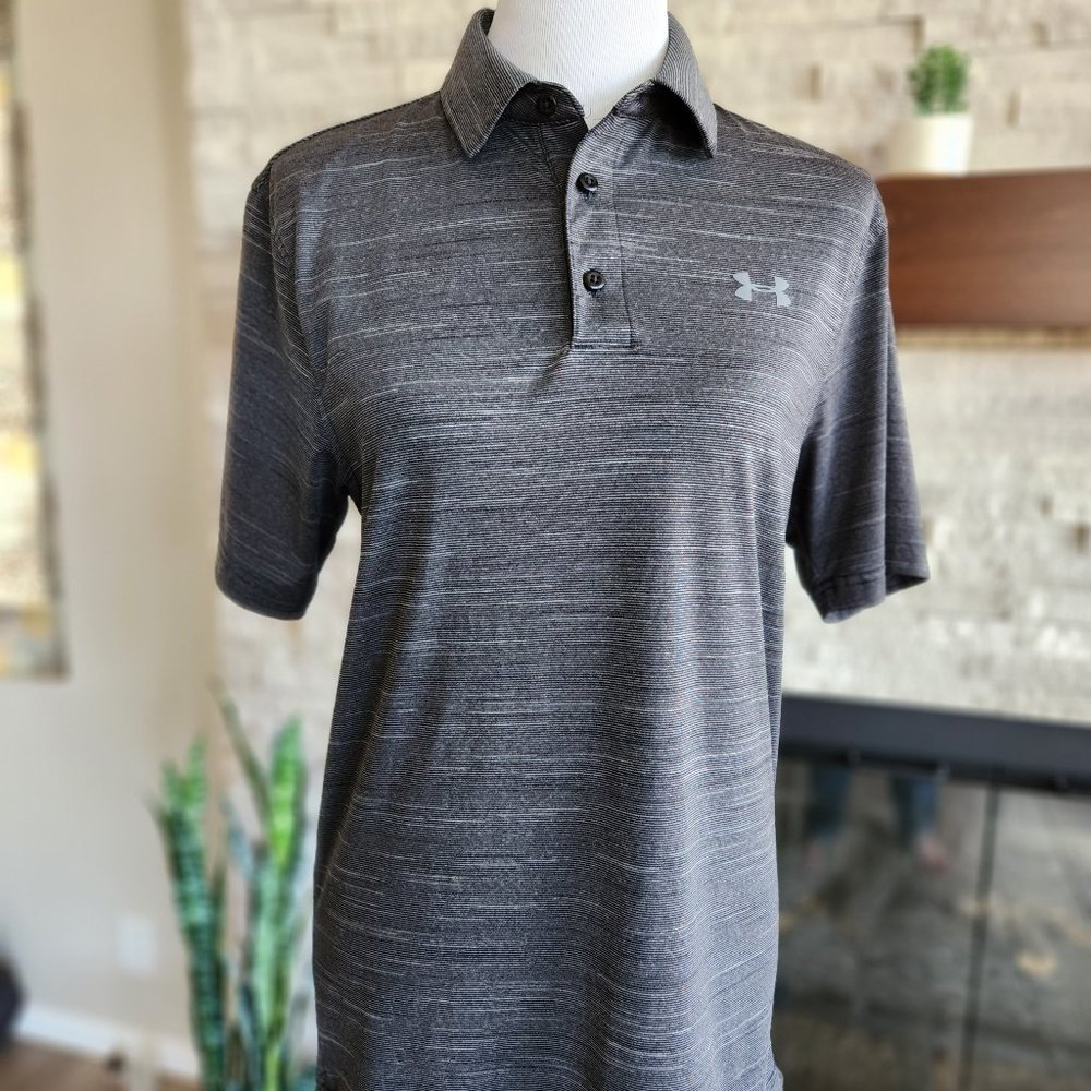 Mens Under Armour Golf Polo Shirt Dark Grey Men's Size Small